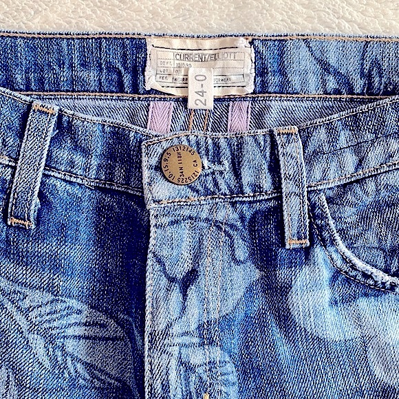Current Elliott Hawaiian Floral Cropped Boyfriend Jeans Womens Size 24 Y2K - Picture 3 of 11